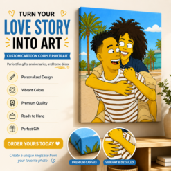 Simpsonize Couple Photo - Turn Your Photo to Simpsons Canvas - Gift For Couple, Him, Her DL18