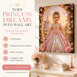 🌷 Enchanted Rose Castle Personalized Princess Canvas DL60