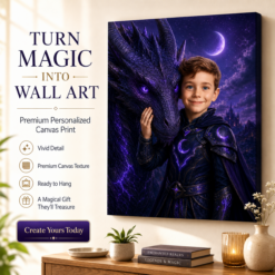 🐉  Moon Dragon Knight Personalized Portrait Canvas DL31