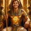 ⚱ ️ Golden Pharaoh Throne Personalized Portrait Canvas DL47