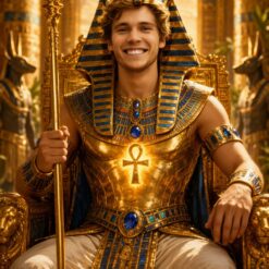 ⚱ ️ Golden Pharaoh Throne Personalized Portrait Canvas DL47