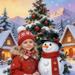☃ ️ Christmas Snowman Magic Personalized Portrait Canvas DL41