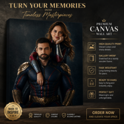 Custom Cinematic Superhero Couple Portrait Canvas HM56