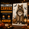 Custom Halloween Pet Portrait – Personalized Witch Dog or Cat Canvas Art DL64