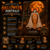Custom Halloween Pet Portrait – Personalized Witch Dog or Cat Canvas Art GE29
